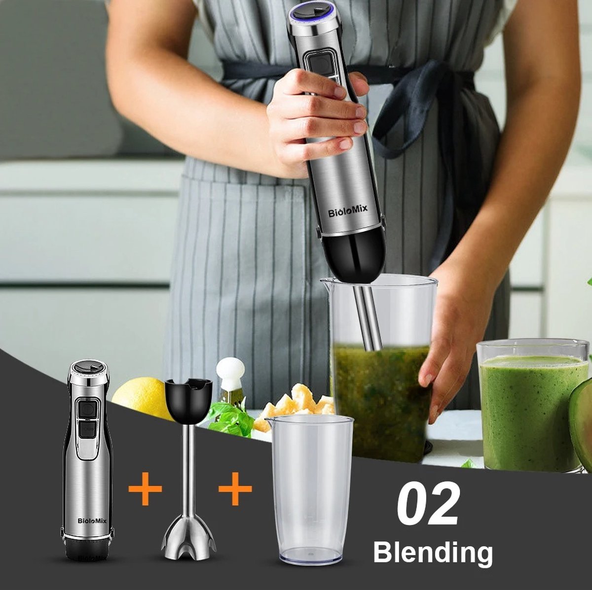 Staafmixers 4-in-1 Set Elektrisch Roestvrijstaal 1200W