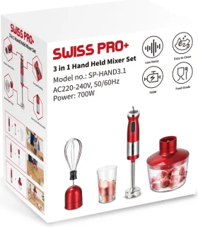 Swiss Pro+ Staafmixer Wine Red 700W RVS