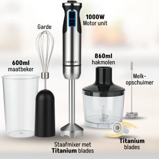 Titanforce Staafmixer Set 6-in-1 RVS 1000W Coopley