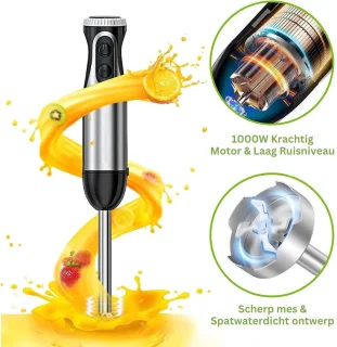 VELTRR Staafmixer met Hakmolen Zilver
