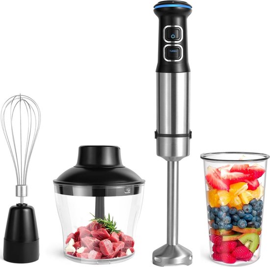 VELTRR Staafmixer met Hakmolen Zilver Zwart