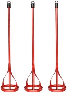 Verfmengpeddels set stalen mengstaven 3 stuks rood