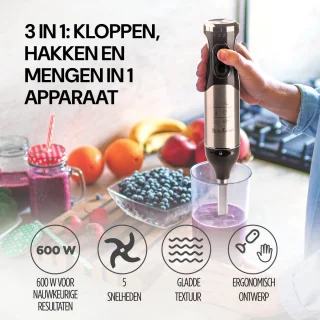 Vitapur Staafmixer 3-in-1 Zwart 800W