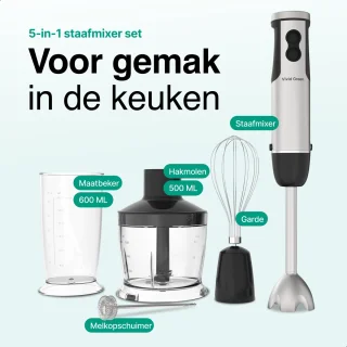 Vivid Green 6-in-1 Staafmixer Set 1000W RVS