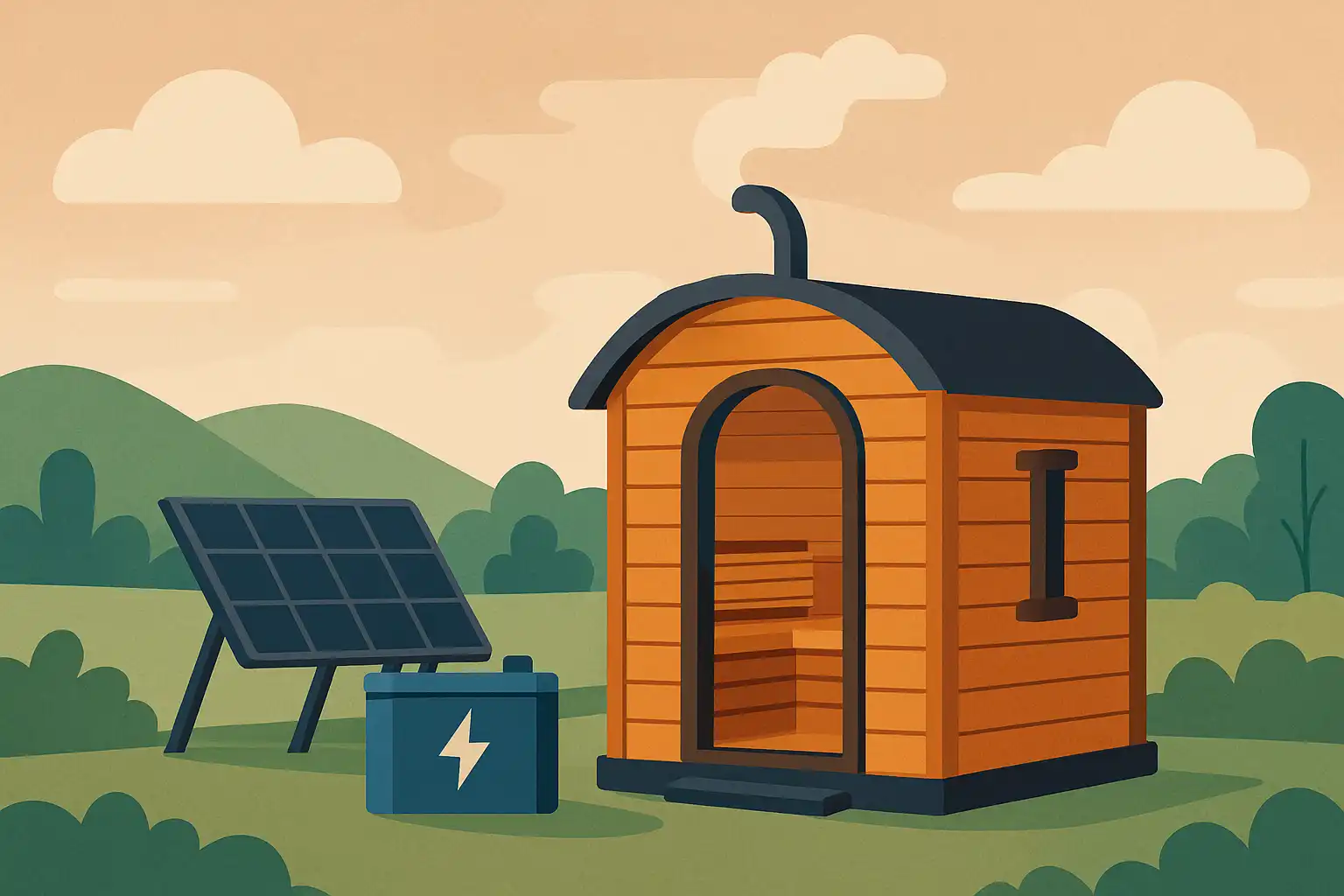 Off-grid thuissauna: zo bouw je een sauna op zonnepanelen en accu's zonder energienachtmerries