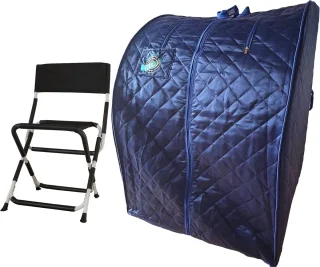 Draagbare Infrarood Sauna XL Deluxe - Toermalijn Sauna voor Eén Persoon, Opvouwbaar en Inclusief Klapstoel, 1000 Watt