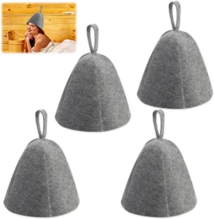 Smoakez - Set van 4 sauna hoofddeksels van vilt met wateropname voor sauna en douche - Sauna kap van wol - Sauna accessoires