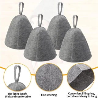Smoakez - Set van 4 sauna hoofddeksels van vilt met wateropname voor sauna en douche - Sauna kap van wol - Sauna accessoires