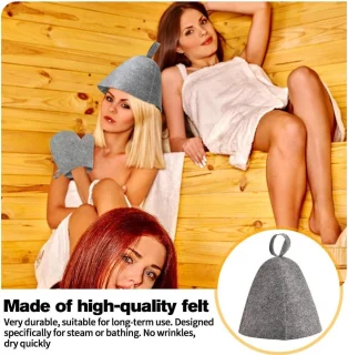 Smoakez - Set van 4 sauna hoofddeksels van vilt met wateropname voor sauna en douche - Sauna kap van wol - Sauna accessoires