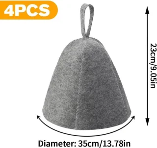 Smoakez - Set van 4 sauna hoofddeksels van vilt met wateropname voor sauna en douche - Sauna kap van wol - Sauna accessoires