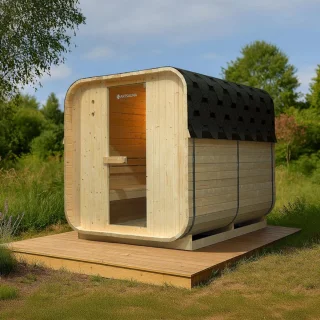 Vierkante Barrelsauna Nolvik - Incl. Toebehoren - 220x185 x194 cm