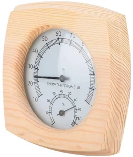 Sauna - Sauna Thermometer Hygrometer - Houten Design Met Temperatuur En Vocht Meter - 1 Stuks - Voor Saunagebruik -Houtkleur met zilverkleurige wijzerplaat