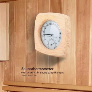 Sauna - Sauna Thermometer Hygrometer - Houten Design Met Temperatuur En Vocht Meter - 1 Stuks - Voor Saunagebruik -Houtkleur met zilverkleurige wijzerplaat