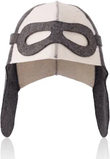 Aviator Style Woolen Sauna Hat for Men Women, Unisex Felt Russian Banya Sauna Hat One Size Fits All Sauna Accessories Gifts for Steam Bath Hair Protect (White and Grey)