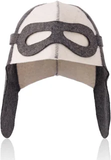 Aviator Style Woolen Sauna Hat for Men Women, Unisex Felt Russian Banya Sauna Hat One Size Fits All Sauna Accessories Gifts for Steam Bath Hair Protect (White and Grey)