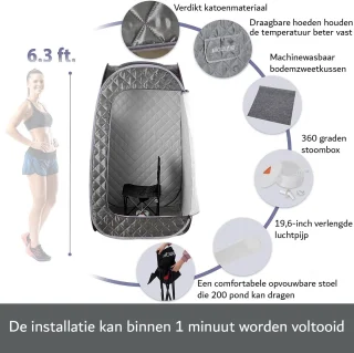 Sauna - Draagbaar - Mobiele SPA - Incl. Bluetooth en Afstandsbediening - CE-Gecertificeerd - 1-Persoons