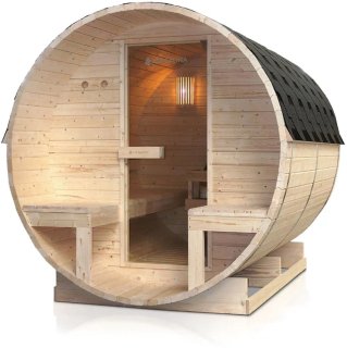 De Barrelsauna Spitsbergen - Incl. Saunakachel - 2-6 Personen - 185x220x190 cm in één oogopslag