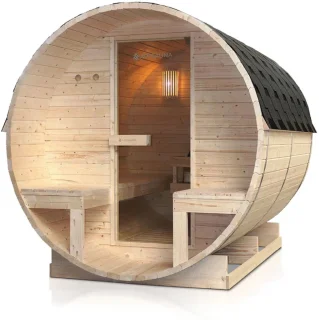 Barrelsauna Spitsbergen - Incl. Saunakachel - 2-6 Personen - 185x220x190 cm