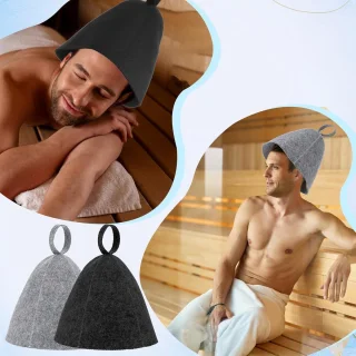 Saunahoed van vilt voor dames en heren - 2 stuks in grijs en zwart - zachte en absorberende sauna-accessoire met universele maat - hoofdbescherming met wollen saunamuts.