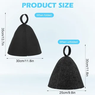 Saunahoed van vilt voor dames en heren - 2 stuks in grijs en zwart - zachte en absorberende sauna-accessoire met universele maat - hoofdbescherming met wollen saunamuts.