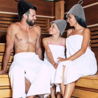 Saunahoed van vilt voor dames en heren - 2 stuks in grijs en zwart - zachte en absorberende sauna-accessoire met universele maat - hoofdbescherming met wollen saunamuts.