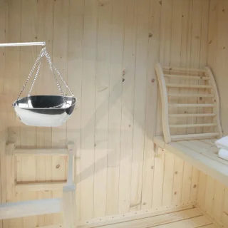 Brenzoos - Sauna aromakom van roestvrij staal voor etherische oliën - Wandmontage met verstelbare arm - Sauna accessoires voor persoonlijke spa thuis - Vierkant 20 cm