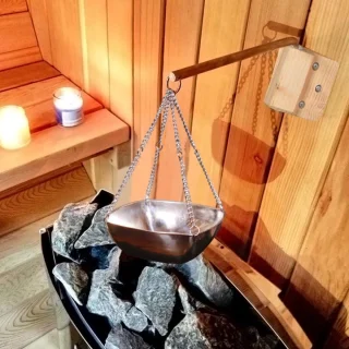 Brenzoos - Sauna aromakom van roestvrij staal voor etherische oliën - Wandmontage met verstelbare arm - Sauna accessoires voor persoonlijke spa thuis - Vierkant 20 cm