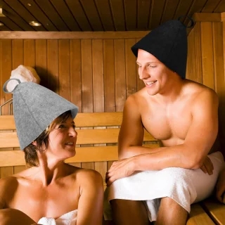 Sauna Caps voor Mannen Vrouwen - 2Pcs Wol Vilt Russische Banya Sauna Hoed - Hoog Absorberend Unisex Sauna Accessoires Cadeau voor Stoombad (Grijs, Zwart)