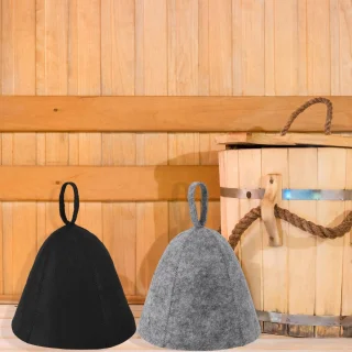 Sauna Caps voor Mannen Vrouwen - 2Pcs Wol Vilt Russische Banya Sauna Hoed - Hoog Absorberend Unisex Sauna Accessoires Cadeau voor Stoombad (Grijs, Zwart)