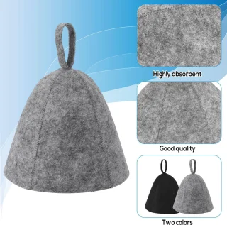 Sauna Caps voor Mannen Vrouwen - 2Pcs Wol Vilt Russische Banya Sauna Hoed - Hoog Absorberend Unisex Sauna Accessoires Cadeau voor Stoombad (Grijs, Zwart)