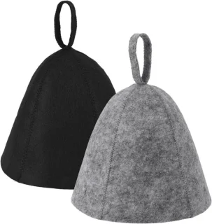 Sauna Caps voor Mannen Vrouwen - 2Pcs Wol Vilt Russische Banya Sauna Hoed - Hoog Absorberend Unisex Sauna Accessoires Cadeau voor Stoombad (Grijs, Zwart)