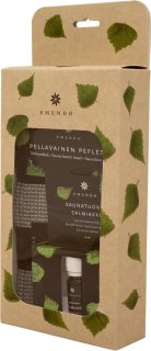 De Emendo Sauna set saunakleed & salmiak olie in één oogopslag