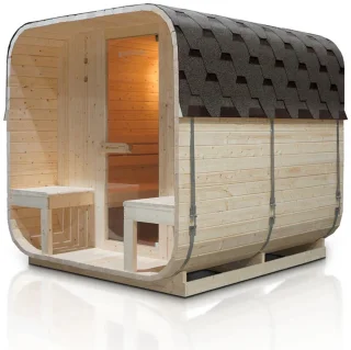 Vierkante Barrelsauna Nolvik - Incl. Toebehoren - 220x185 x194 cm
