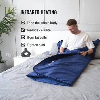 Infrarood Sauna Deken 180x220 cm voor Thuisgebruik – Draagbare SPA met 2 Zone Afstandsbediening, Detox en Anti-Ageing Therapie