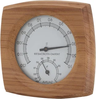 Sauna-thermometer voor sauna en stoomkamer - digitaal, hout, temperatuur en hygrometer.