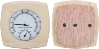 Decoratieve Hygrothermograph - Thermometer Hygrometer 13.5x13x2.5cm - Houten Temperatuurweergave voor Badkamer en Sauna Accessoire
