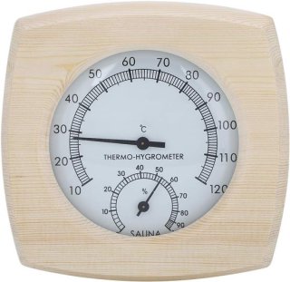 Decoratieve Hygrothermograph - Thermometer Hygrometer 13.5x13x2.5cm - Houten Temperatuurweergave voor Badkamer en Sauna Accessoire review