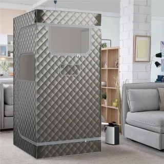 Draagbare Sauna Tent – Mobiele Sauna – InfraSauna – Stoomcabine – Wellness Tent – 35-63°C Temperatuurregeling – 3 Liter Stoomgenerator – Grijs