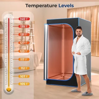 Draagbare Infrarood Sauna voor Thuis - Compacte Detox Saunatent met Verwarmd Voetkussen en Opvouwbare Stoel