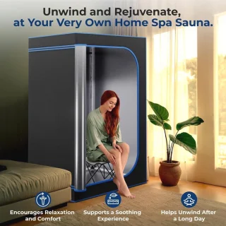 Draagbare Infrarood Sauna voor Thuis - Compacte Detox Saunatent met Verwarmd Voetkussen en Opvouwbare Stoel