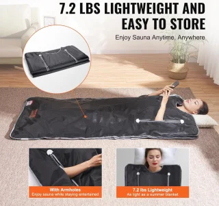 Draagbare Infrarood Sauna Deken voor Ontgifting - 390W, 1-6 Niveaus, 70,87 x 31,5 inch