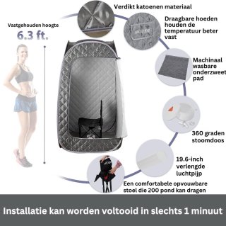 Wat vinden we goed aan de Draagbare Stoomsauna - voor thuis 1 persoon, mobiele stoomsauna SPA, mini-sauna met Bluetooth en infrarood afstandsbediening, outdoor sauna