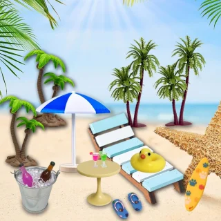11-Piece Beach Micro Landscape Miniature Set