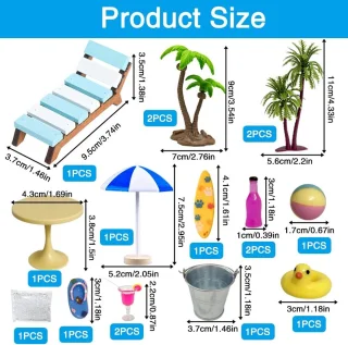 11-Piece Beach Micro Landscape Miniature Set