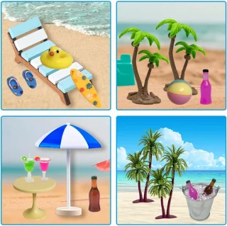 11-Piece Beach Micro Landscape Miniature Set