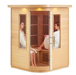De 2-persoons houten infraroodsauna cabine in één oogopslag