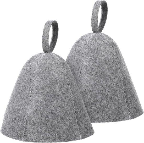 2x Wol Sauna Hoeden Unisex Grijs
