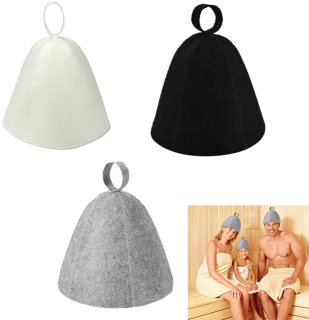 De 3 Stuks Saunamutsen (Vilt) - Unisex - Grijs/Wit/Zwart in één oogopslag