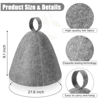 3 Stuks Saunamutsen (Vilt) - Unisex - Grijs/Wit/Zwart
