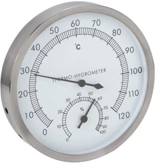 Allecto roestvrij stalen saunathermometer met hygrometer